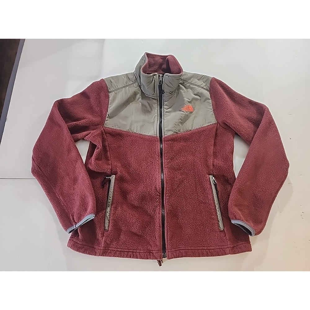 The North Face Women's Denali Polartec Fleece Jacket Maroon Grey Size Medium M